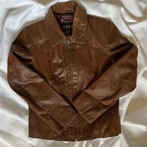 *SOLD*Vintage Cognac Leather Moto Style Fitted jacket